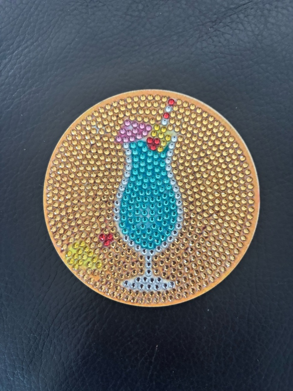 Handcrafted Rhinestone Embellished Wooden Coaster Set  (sealed) - Picture 5 of 7